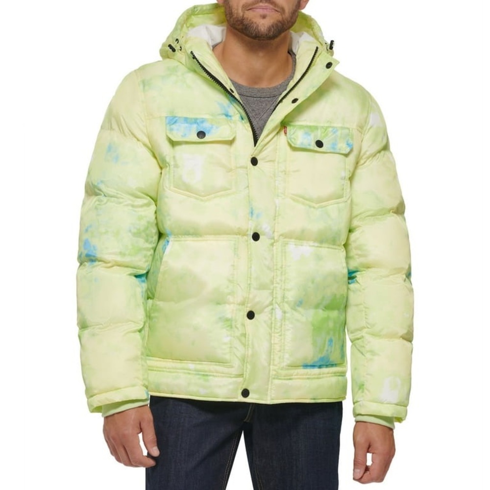 Levi's Men's Green and Blue Puffer Jacket